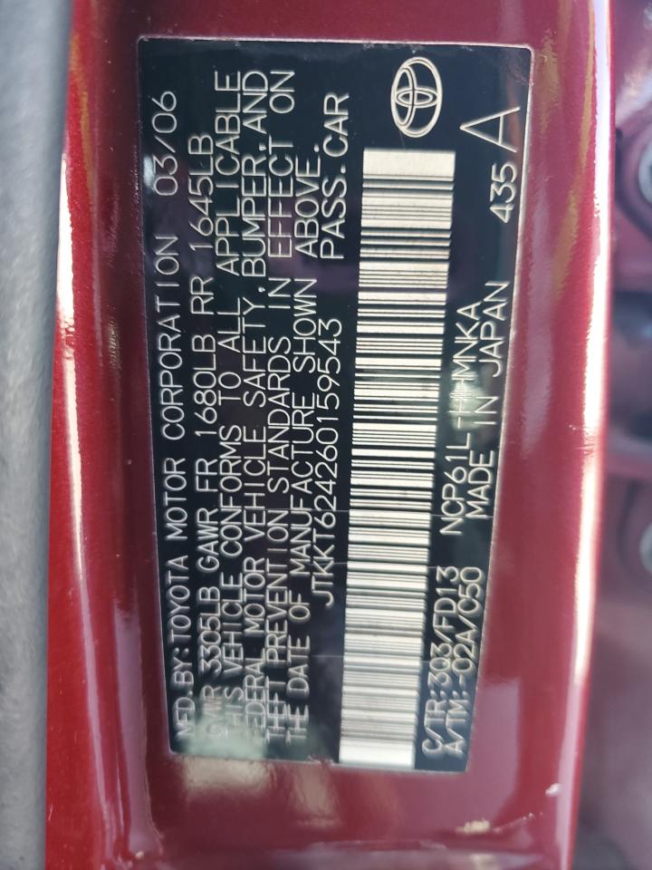 2006 Toyota Scion Xa VIN: JTKKT624260159543 Lot: 92980865