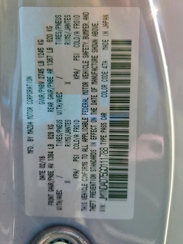 2016 Mazda Mx-5 Miata Grand Touring VIN: JM1NDAD75G0111788 Lot: 91941065