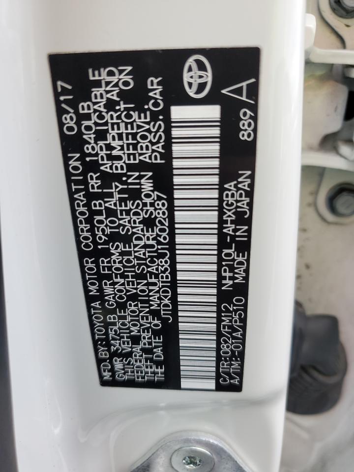 2018 Toyota Prius C VIN: JTDKDTB38J1602887 Lot: 92740055