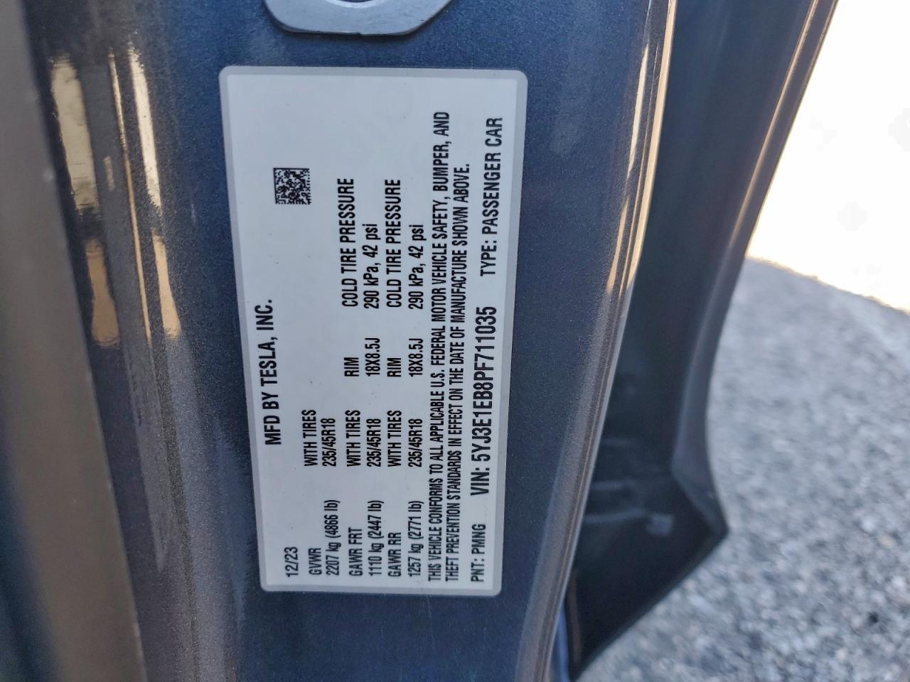 2023 Tesla Model 3 VIN: 5YJ3E1EB8PF711035 Lot: 94088345