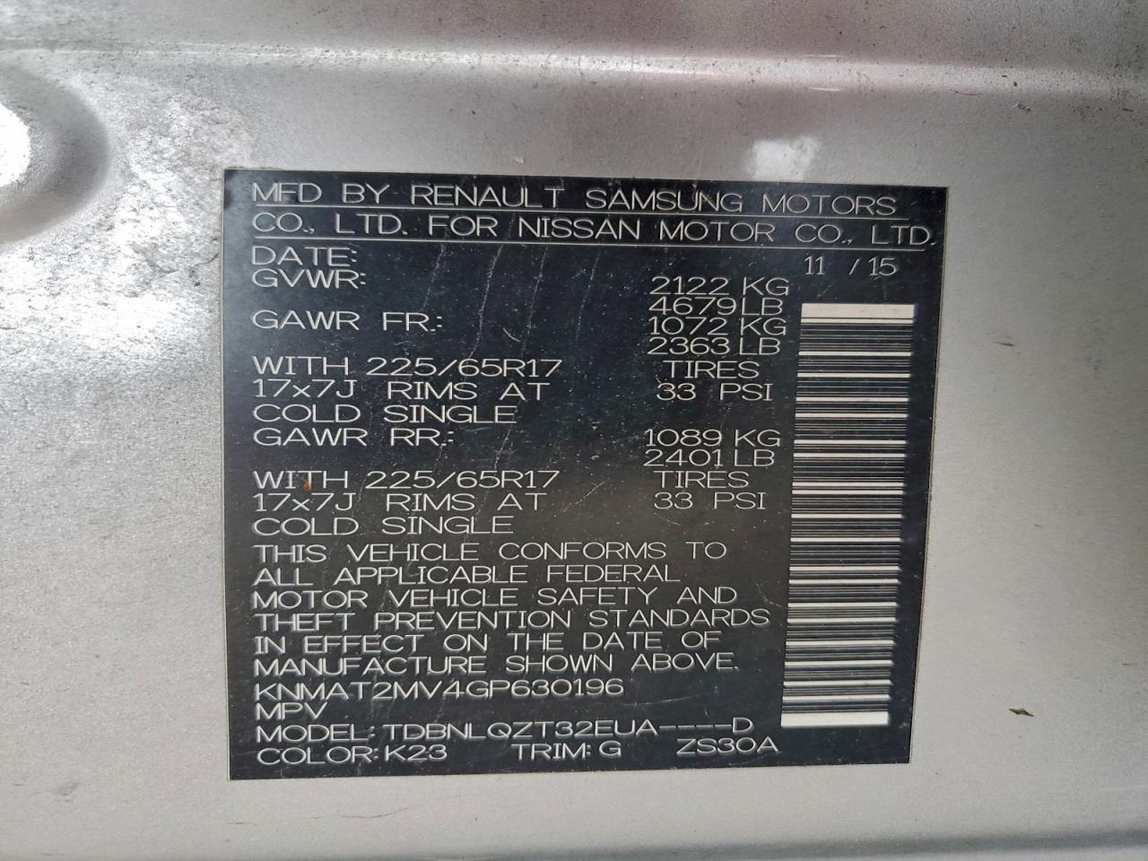 2016 Nissan Rogue S VIN: KNMAT2MV4GP630196 Lot: 94564795