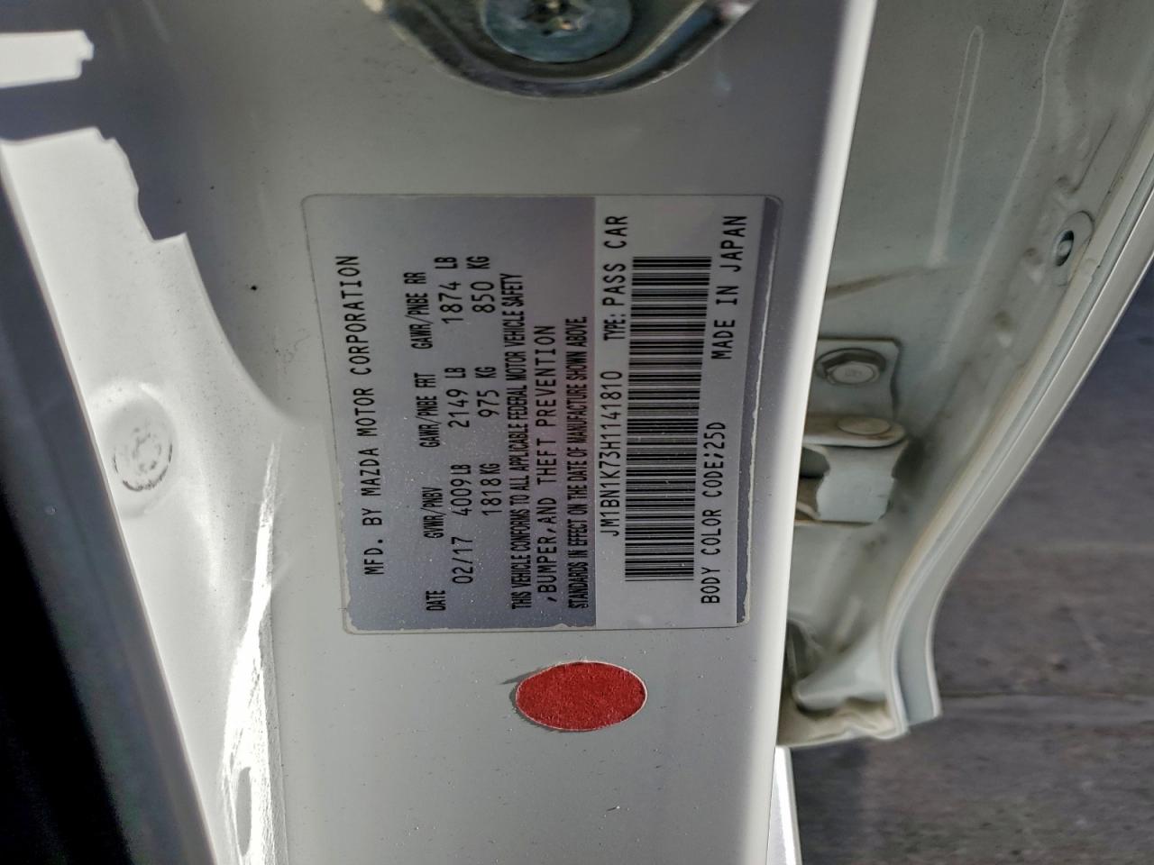 2017 Mazda 3 Sport VIN: JM1BN1K73H1141810 Lot: 92309745