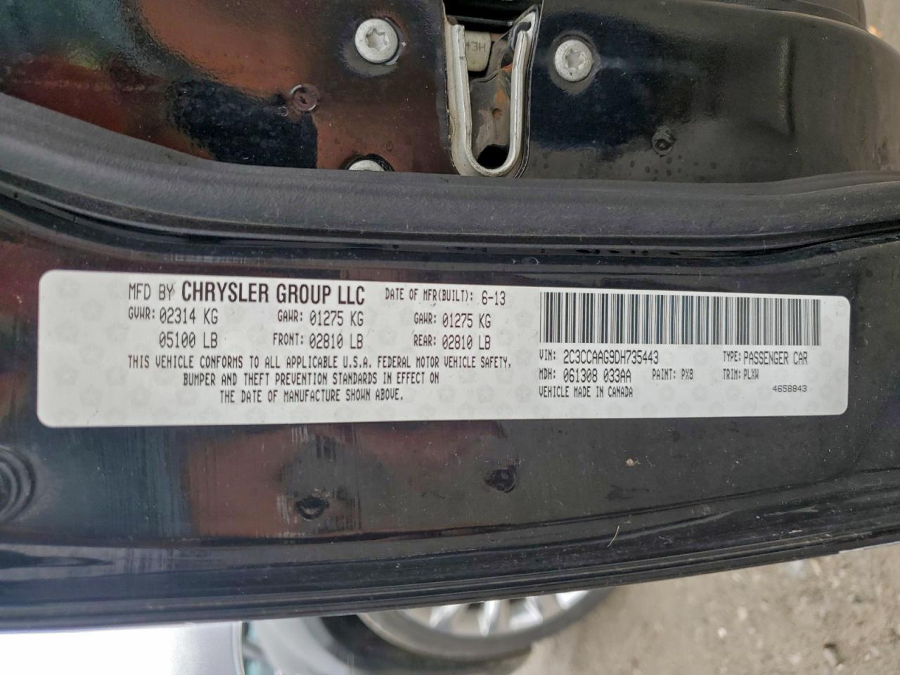 2013 Chrysler 300 VIN: 2C3CCAAG9DH735443 Lot: 92679355