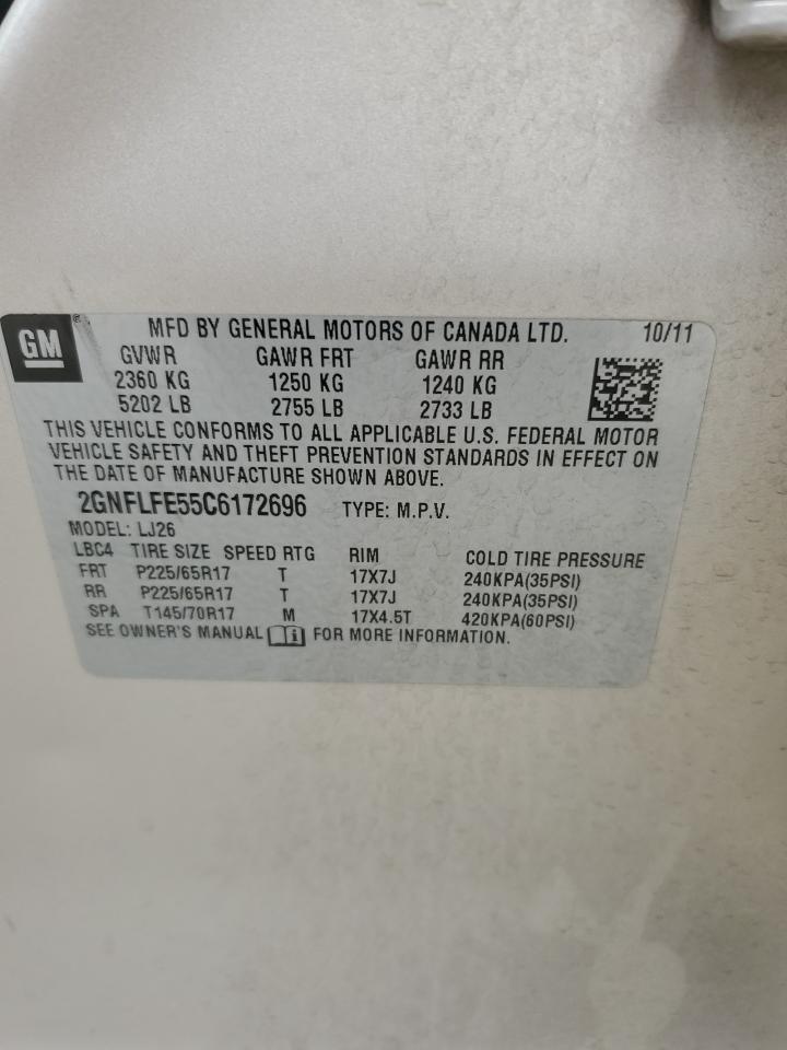 2012 Chevrolet Equinox Ltz VIN: 2GNFLFE55C6172696 Lot: 91315525