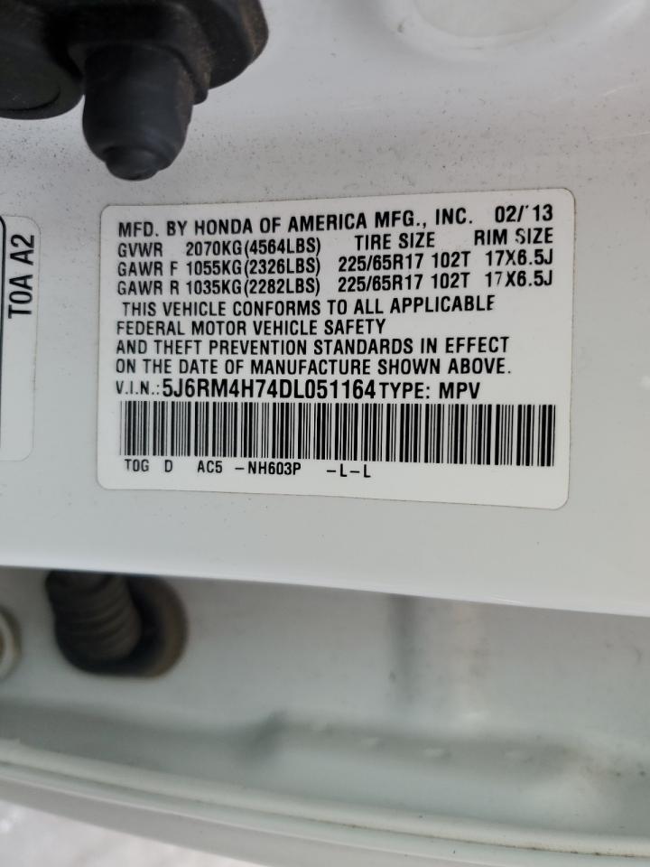 2013 Honda Cr-V Exl VIN: 5J6RM4H74DL051164 Lot: 90081235