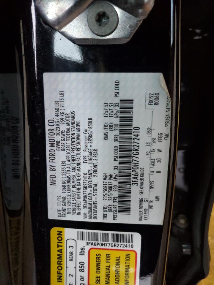 2016 Ford Fusion Se VIN: 3FA6P0H77GR272410 Lot: 91681285