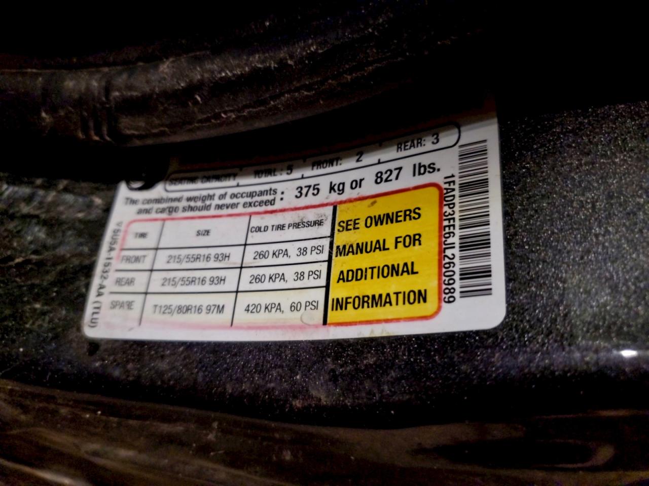 2018 Ford Focus Se VIN: 1FADP3FE6JL260989 Lot: 94250735