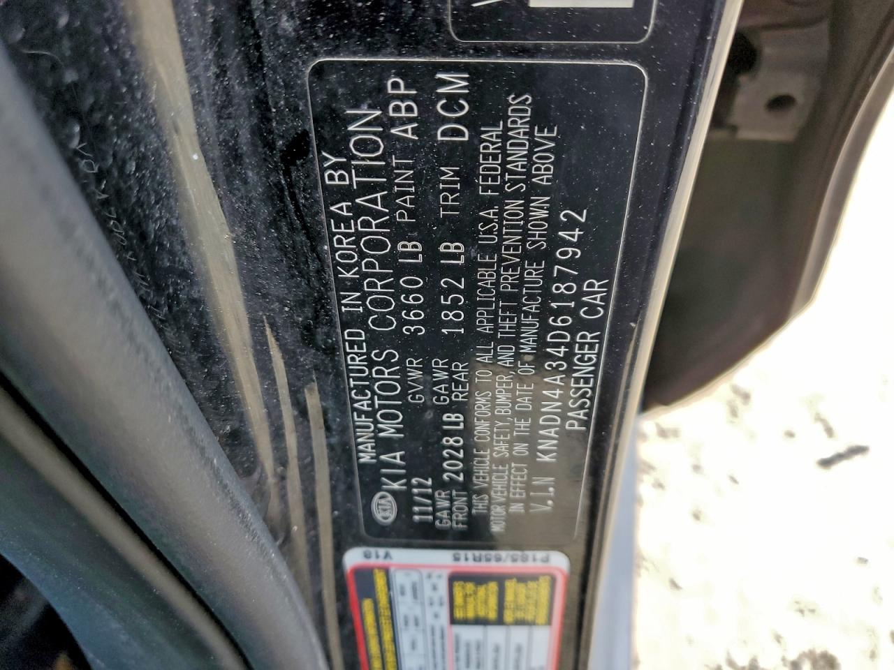 2013 Kia Rio Ex VIN: KNADN4A34D6187942 Lot: 94257165