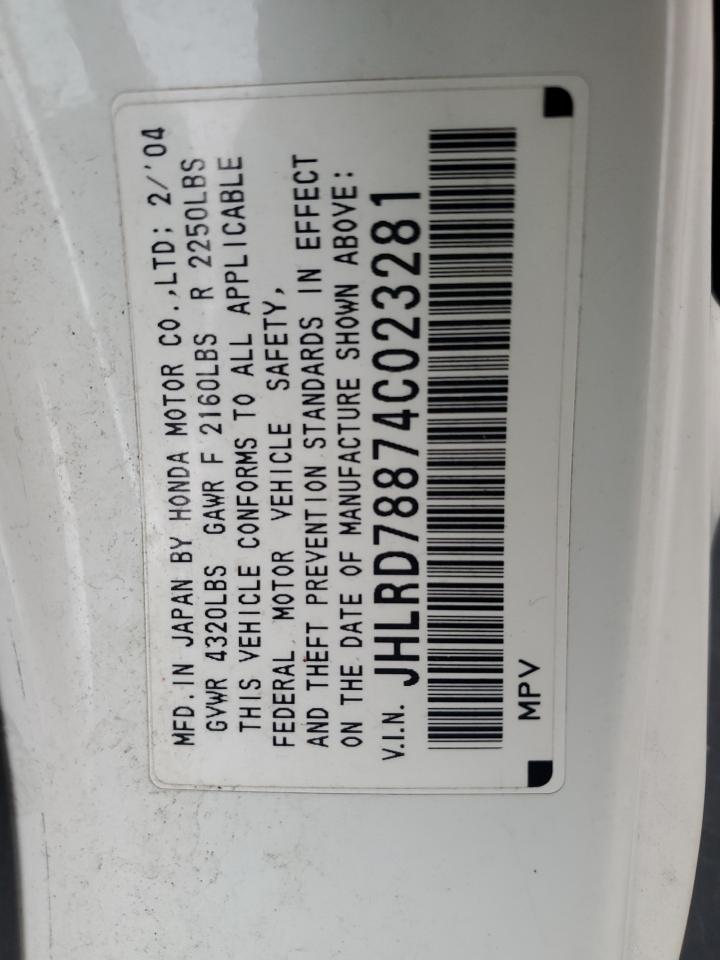 2004 Honda Cr-V Ex VIN: JHLRD78874C023281 Lot: 93300715