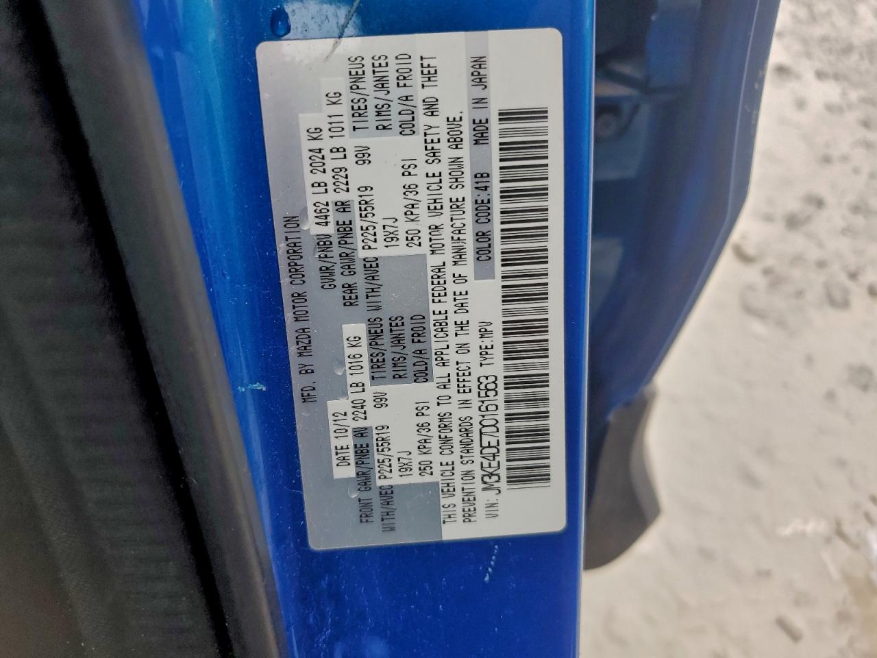 2013 Mazda Cx-5 Gt VIN: JM3KE4DE7D0161563 Lot: 94513415