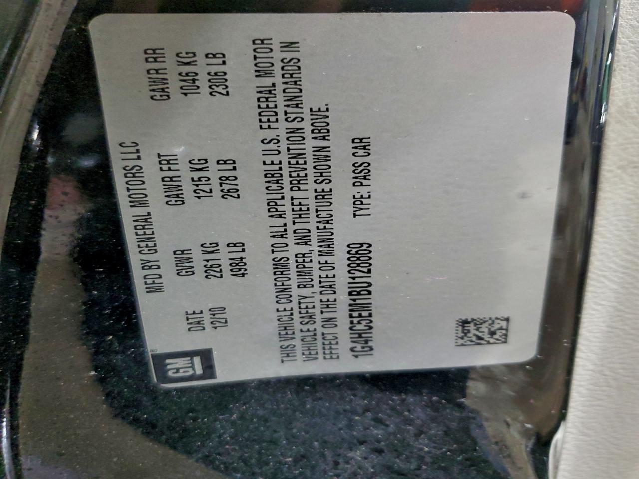 2011 Buick Lucerne Cxl VIN: 1G4HC5EM1BU128869 Lot: 94559855