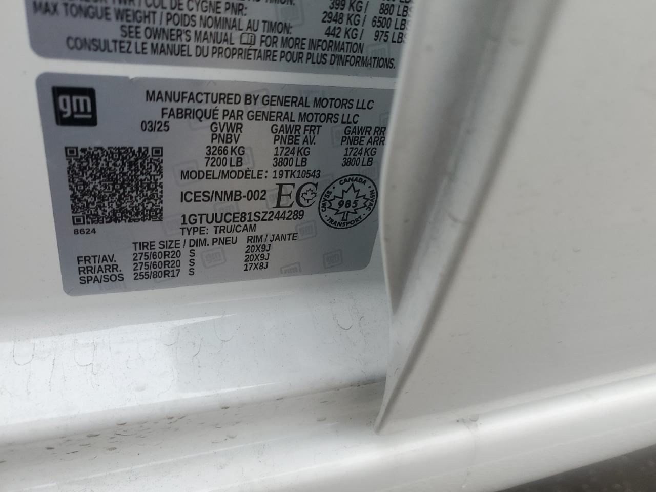 2025 GMC Sierra K1500 Elevation VIN: 1GTUUCE81SZ244289 Lot: 91883845