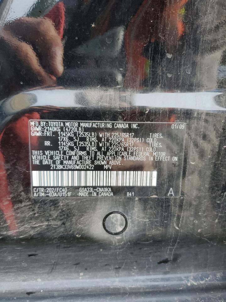 2009 Toyota Rav4 VIN: 2T3BK33V69W002422 Lot: 93301015