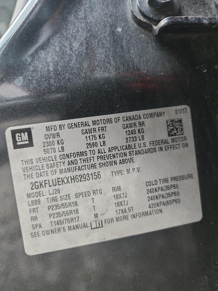 2017 GMC Terrain Slt VIN: 2GKFLUEKXH6293156 Lot: 91254955