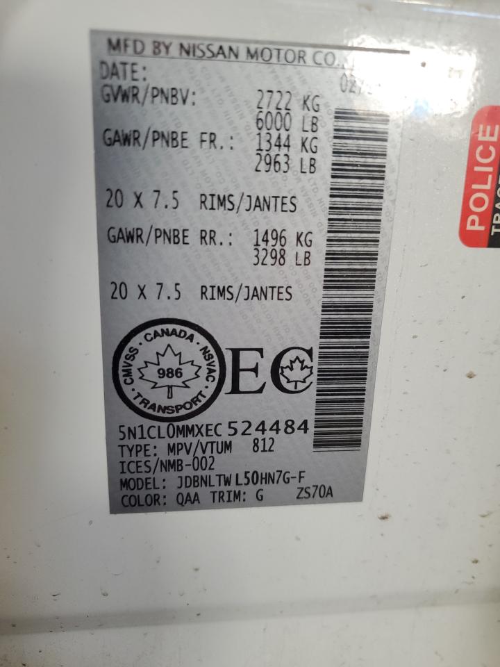 2014 Infiniti Qx60 Hybrid VIN: 5N1CL0MMXEC524484 Lot: 93894355