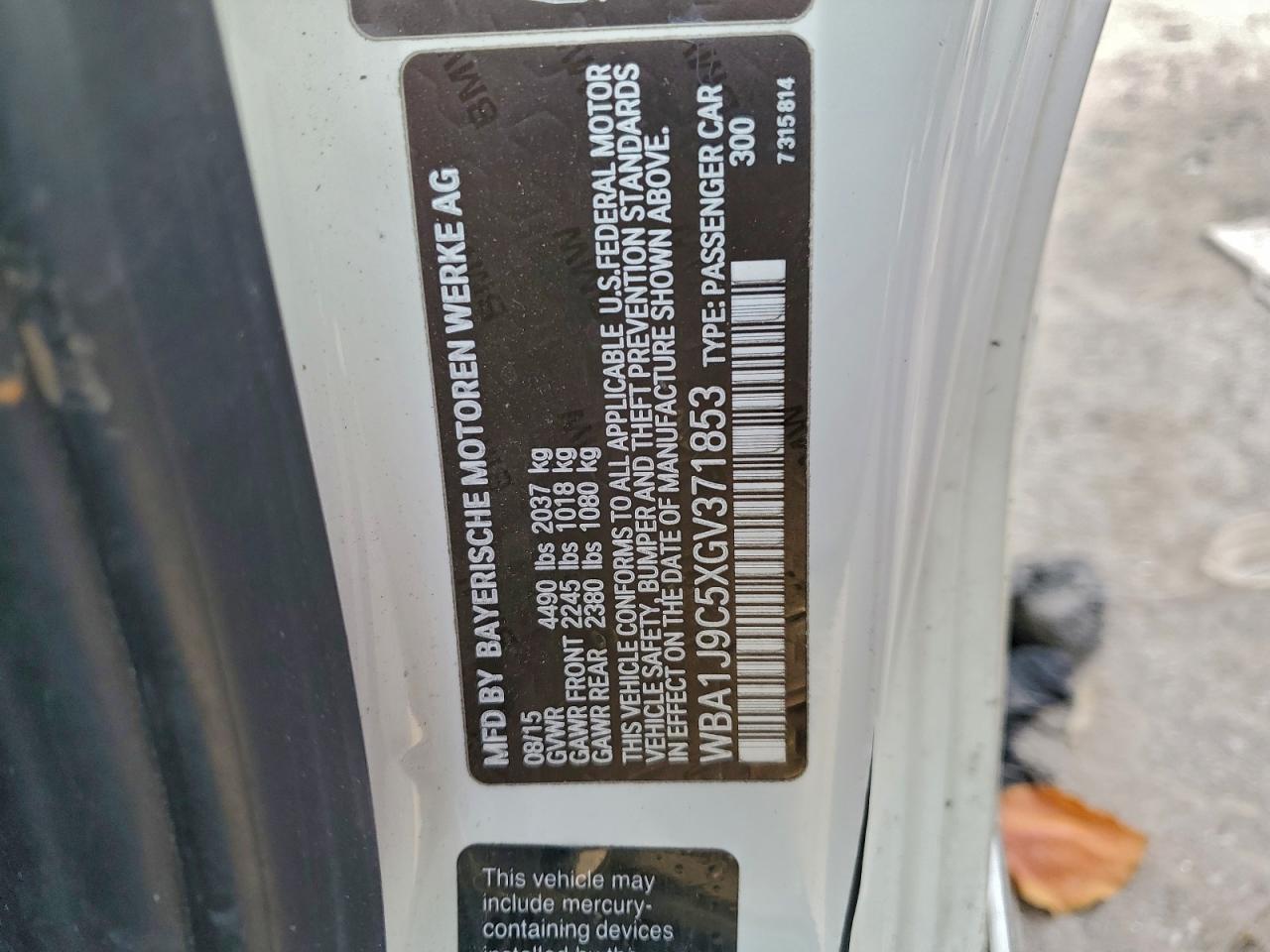 2016 BMW M235Xi VIN: WBA1J9C5XGV371853 Lot: 94774345