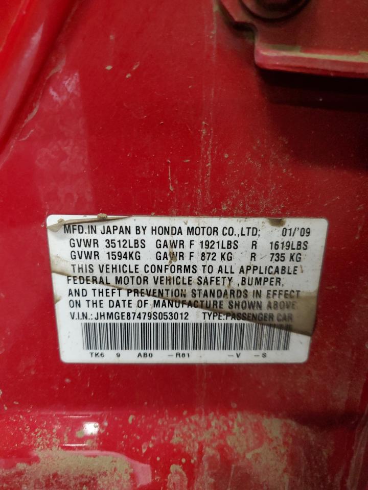 2009 Honda Fit Sport VIN: JHMGE87479S053012 Lot: 92112065