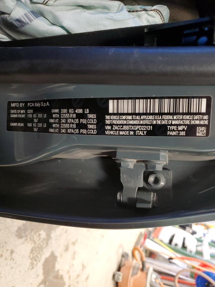 2016 Jeep Renegade Latitude VIN: ZACCJBBTXGPD22131 Lot: 93442995