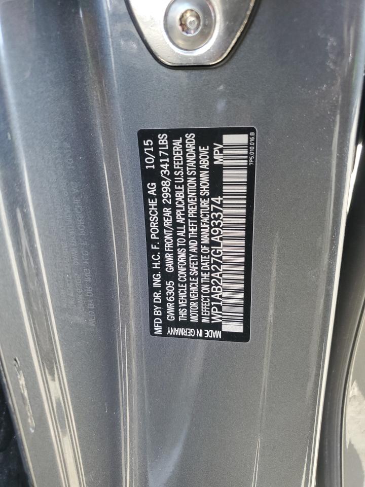 2016 Porsche Cayenne S VIN: WP1AB2A27GLA93374 Lot: 90359245