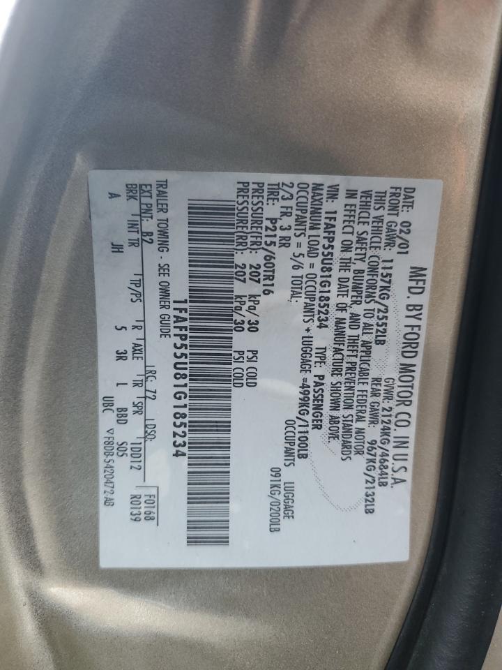 2001 Ford Taurus Ses VIN: 1FAFP55U81G185234 Lot: 91643405