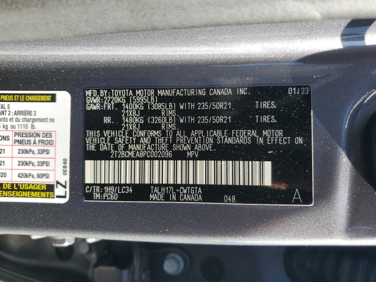 2023 Lexus Rx 500H F Sport VIN: 2T2BCMEA8PC002096 Lot: 91427225