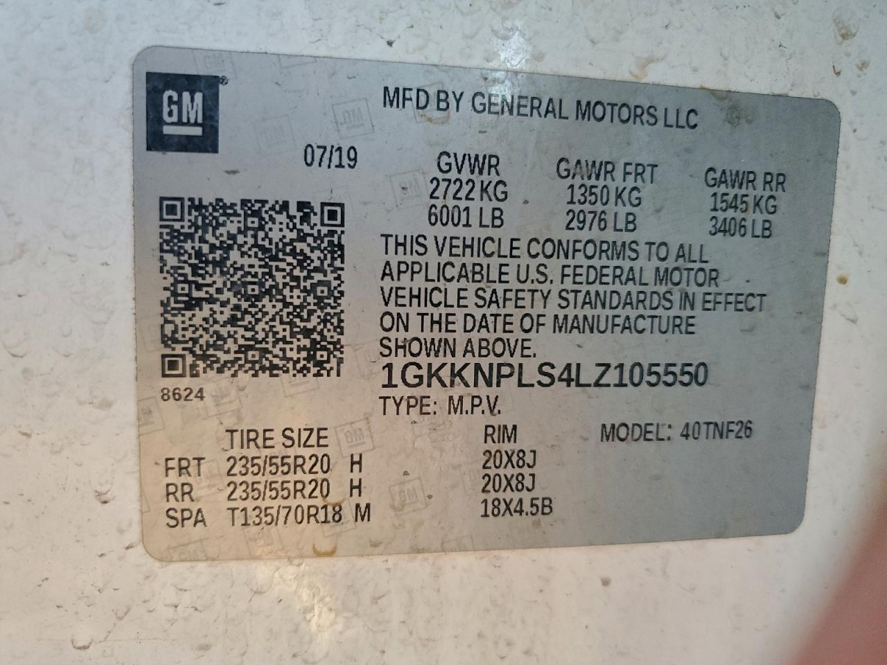 2020 GMC Acadia Denali VIN: 1GKKNPLS4LZ105550 Lot: 94408595