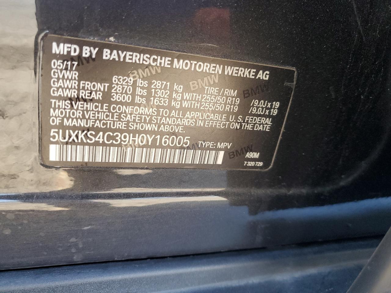 2017 BMW X5 xDrive35D VIN: 5UXKS4C39H0Y16005 Lot: 91916785