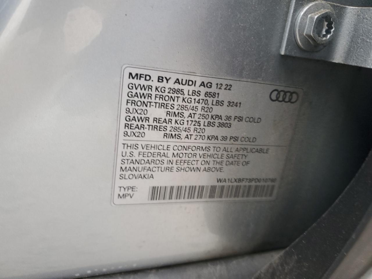 2023 Audi Q7 Premium Plus VIN: WA1LXBF73PD010768 Lot: 89903875