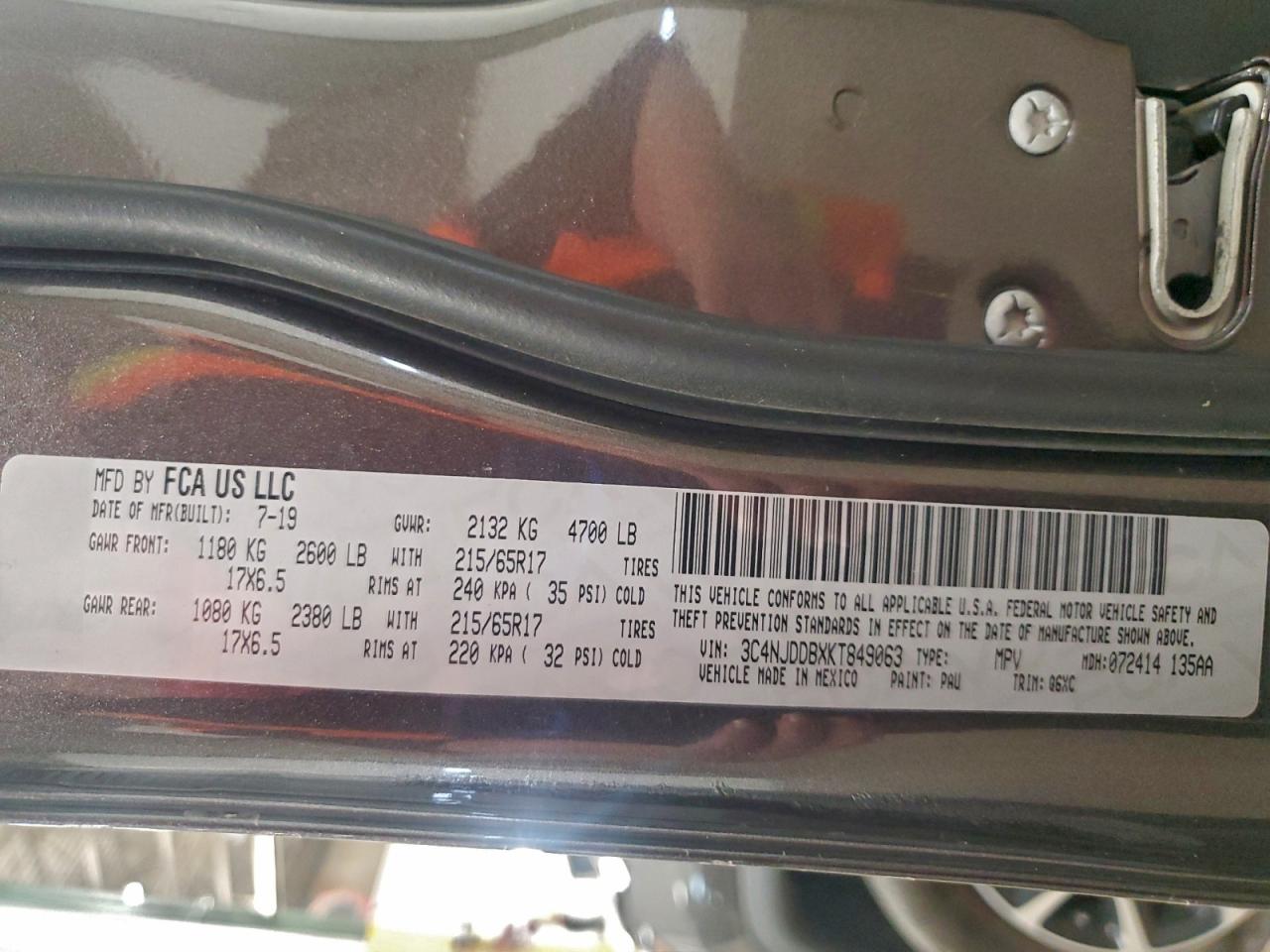 2019 Jeep Compass Trailhawk VIN: 3C4NJDDBXKT849063 Lot: 92810555