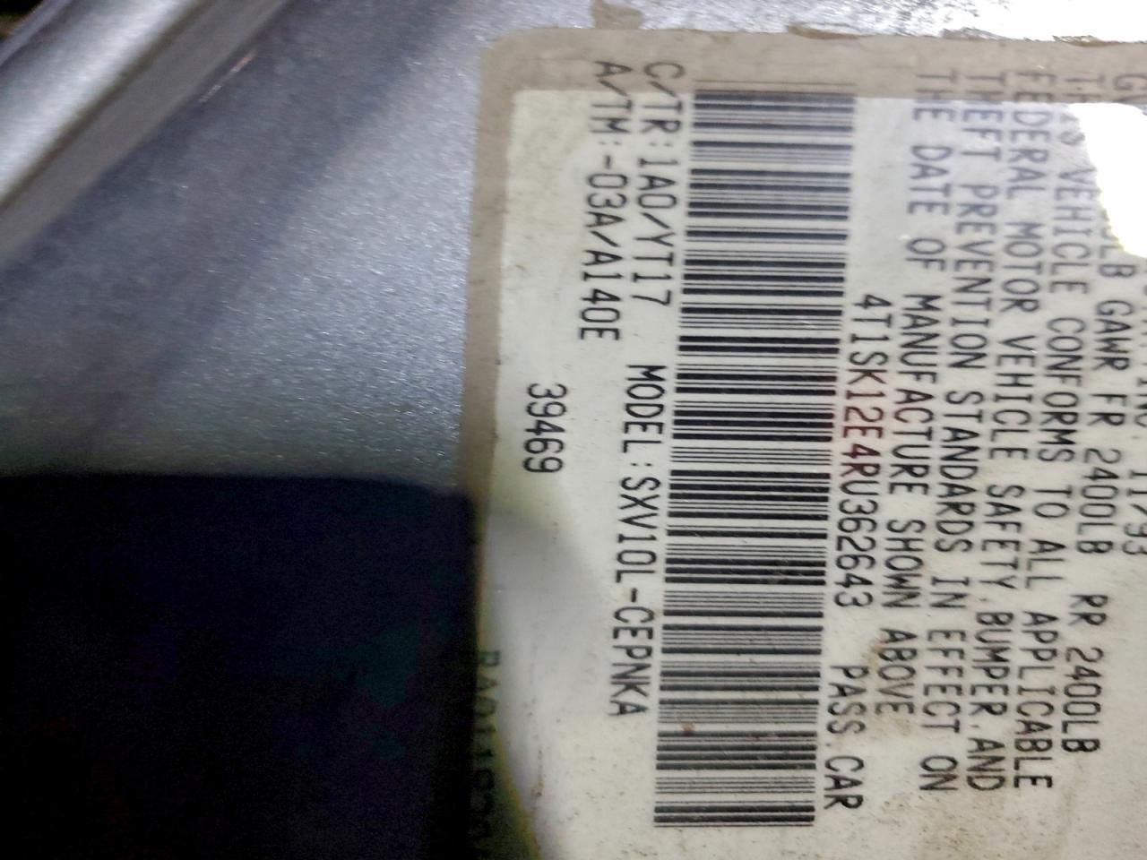 1994 Toyota Camry Le VIN: 4T1SK12E4RU362643 Lot: 95015095