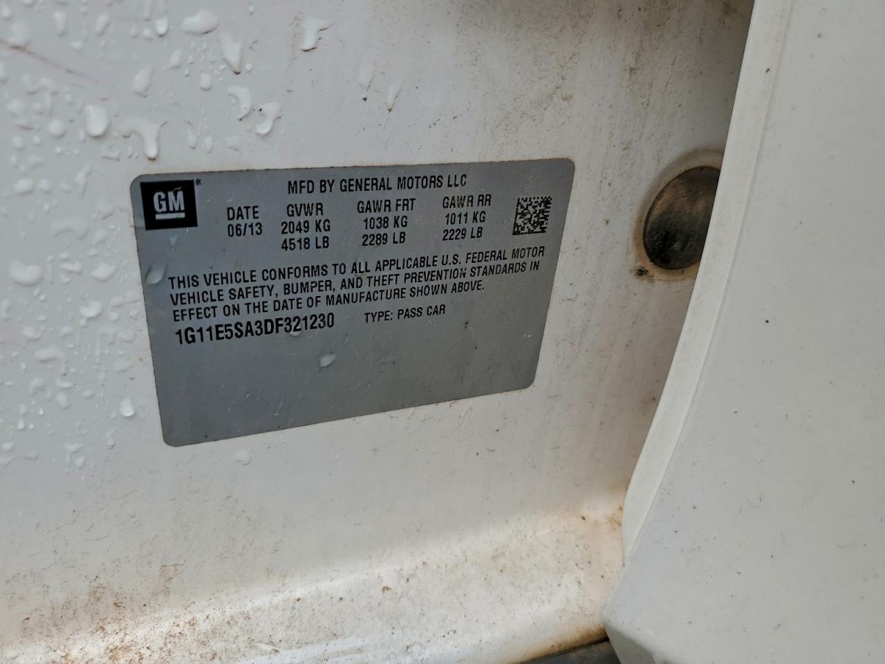 2013 Chevrolet Malibu 2Lt VIN: 1G11E5SA3DF321230 Lot: 93667715