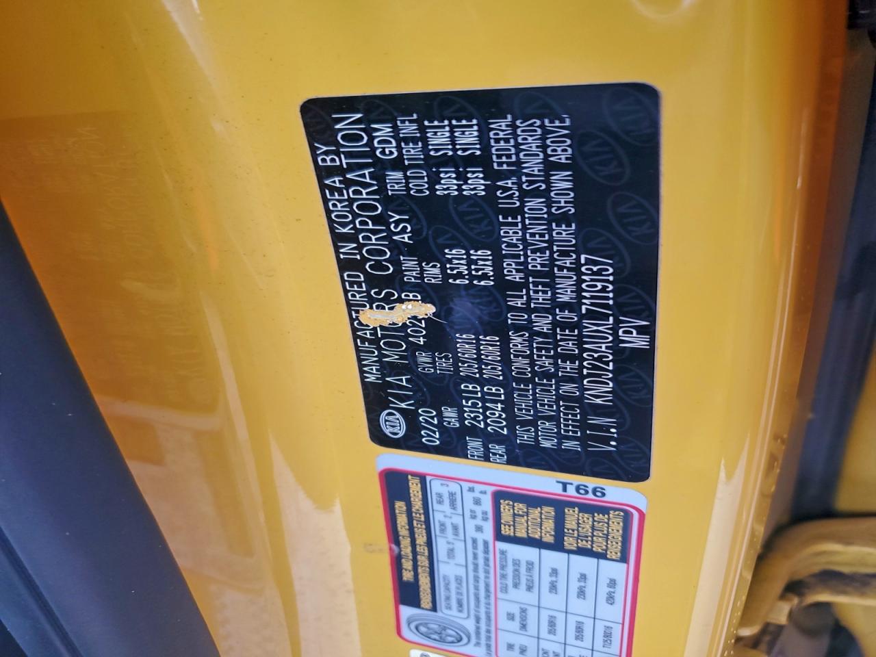 2020 Kia Soul Lx VIN: KNDJ23AUXL7119137 Lot: 92094085