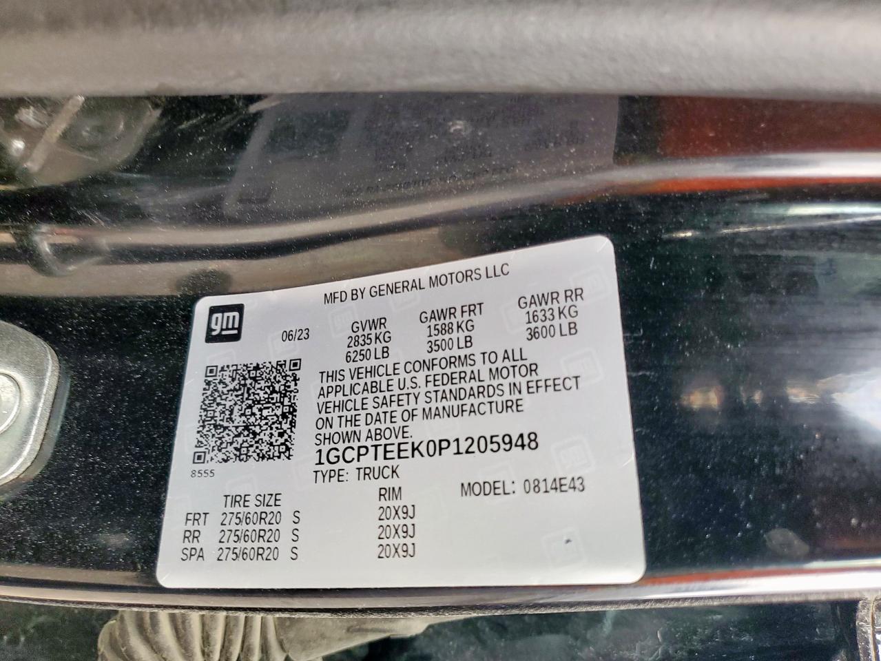 2023 Chevrolet Colorado Trail Boss VIN: 1GCPTEEK0P1205948 Lot: 93231905