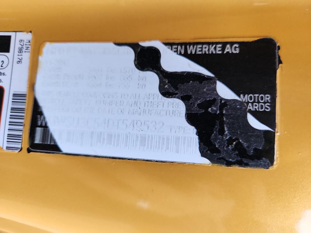 2013 Mini Cooper VIN: WMWSU3C54DT549532 Lot: 92676815