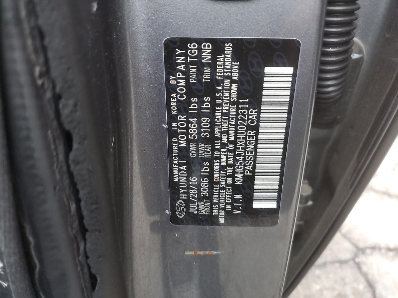 2017 Genesis G90 Ultimate VIN: KMHG54JHXHU022311 Lot: 91238595