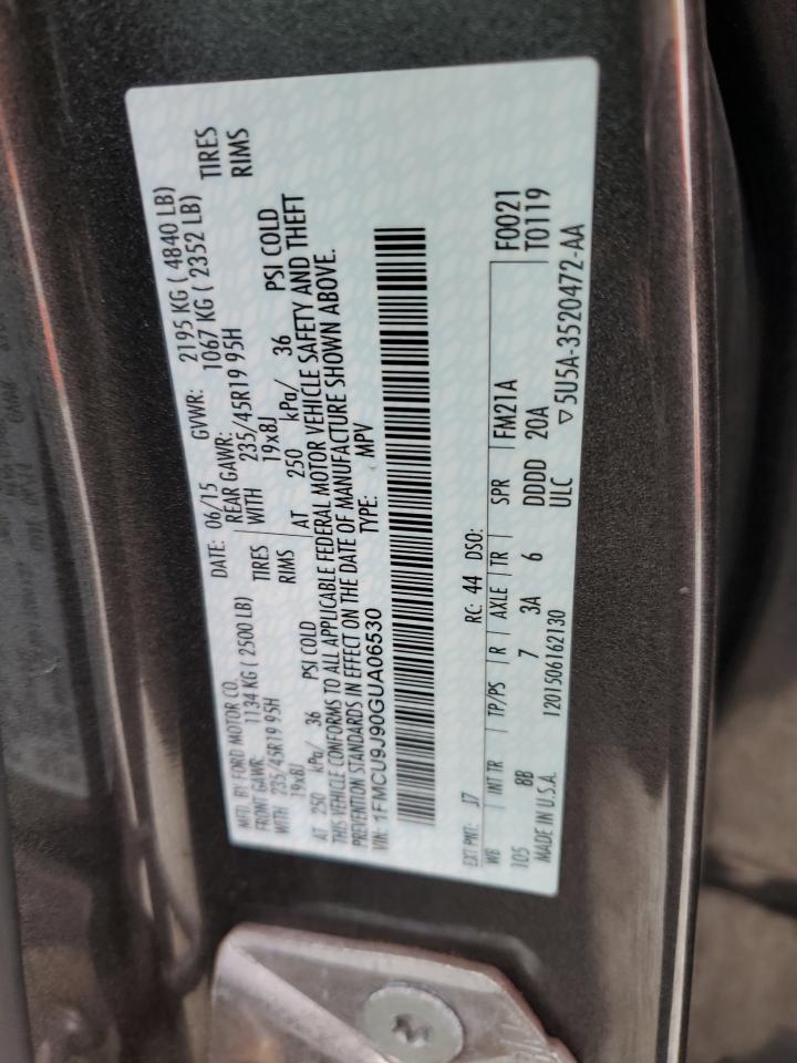 2016 Ford Escape Titanium VIN: 1FMCU9J90GUA06530 Lot: 93081065