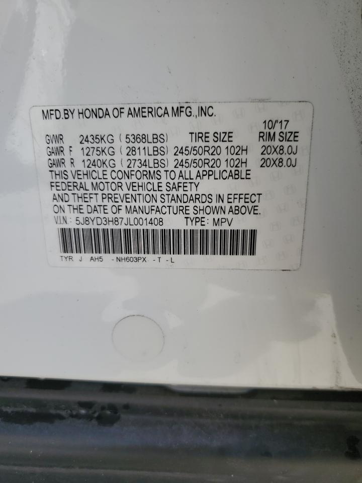 2018 Acura Mdx Advance VIN: 5J8YD3H87JL001408 Lot: 91859615