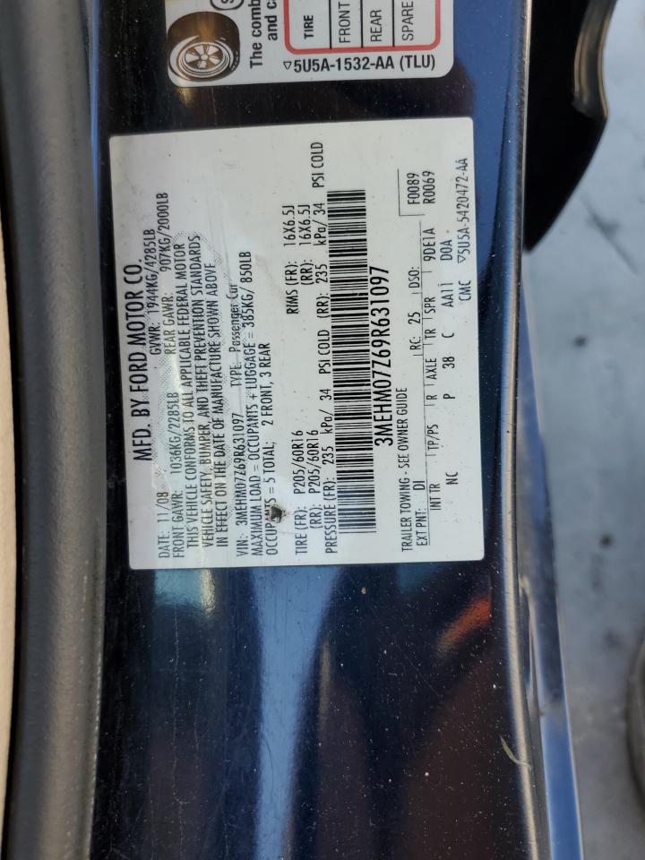 2009 Mercury Milan VIN: 3MEHM07Z69R631097 Lot: 85422475