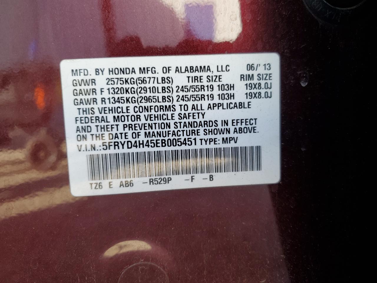 2014 Acura Mdx Technology VIN: 5FRYD4H45EB005451 Lot: 92084935