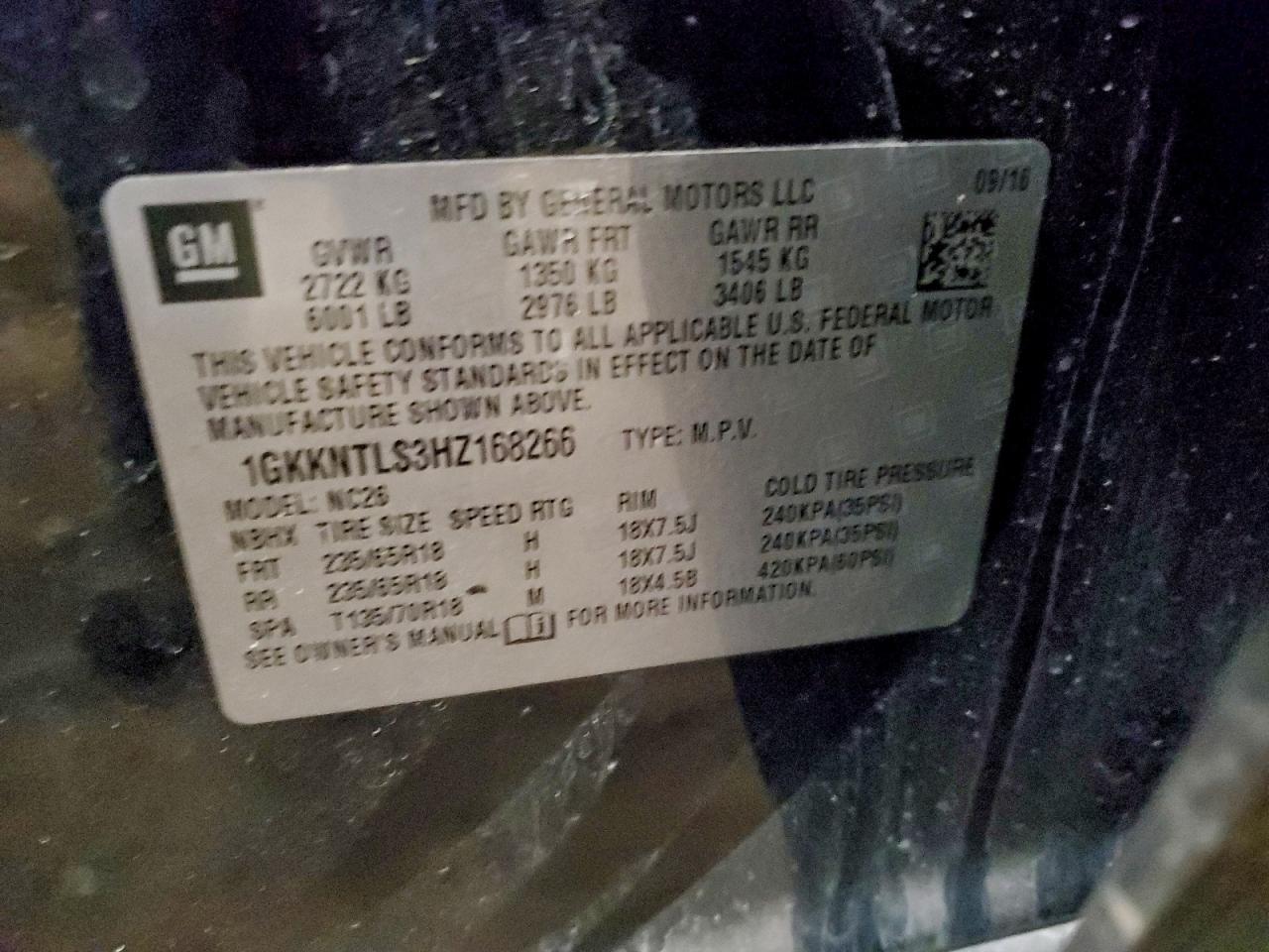 2017 GMC Acadia All Terrain VIN: 1GKKNTLS3HZ168266 Lot: 93912885