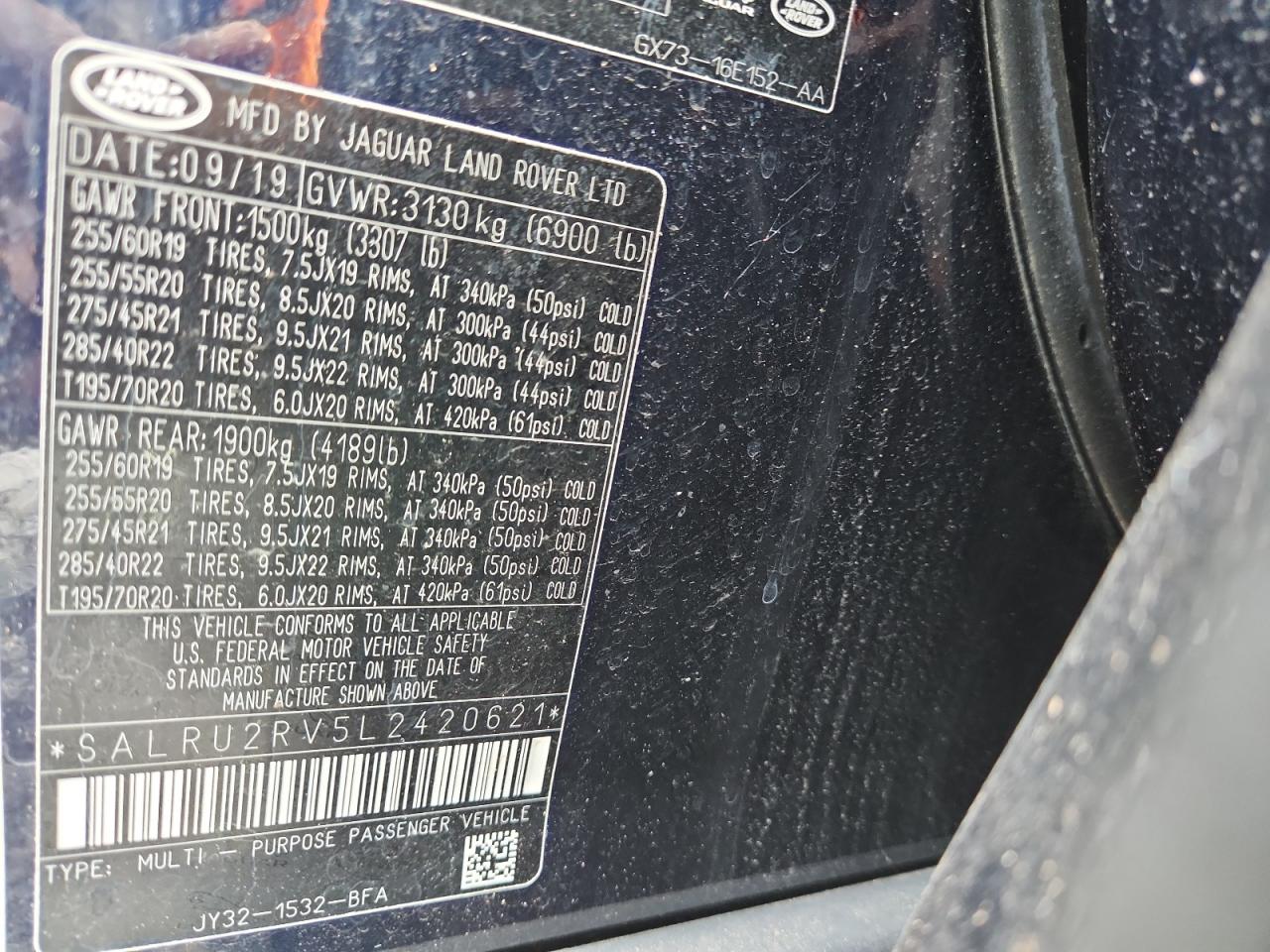 2020 Land Rover Discovery Landmark VIN: SALRU2RV5L2420621 Lot: 87071055