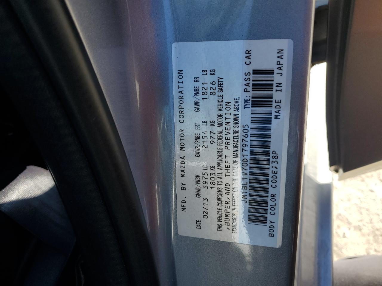 2013 Mazda 3 I VIN: JM1BL1V70D1797605 Lot: 90892115