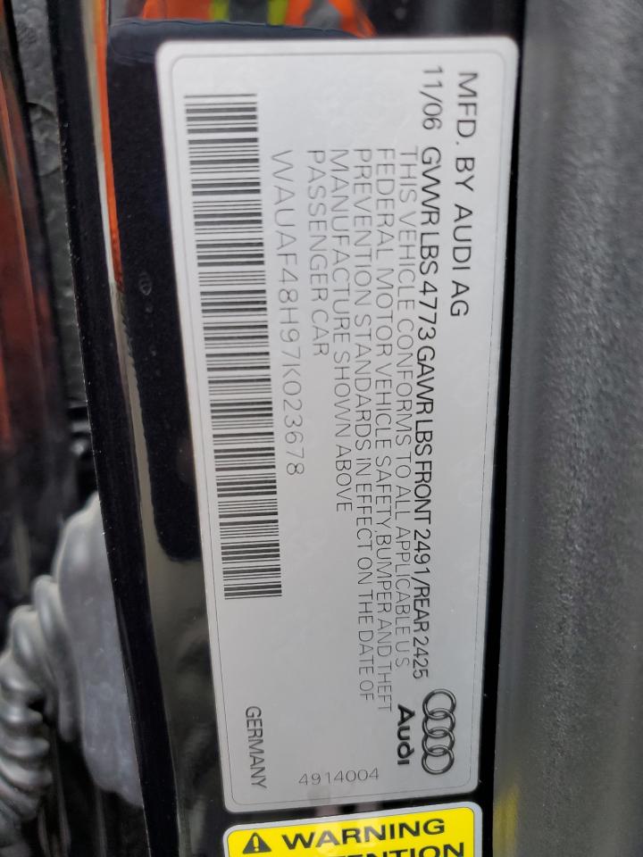 2007 Audi A4 2.0T Cabriolet VIN: WAUAF48H97K023678 Lot: 92012105