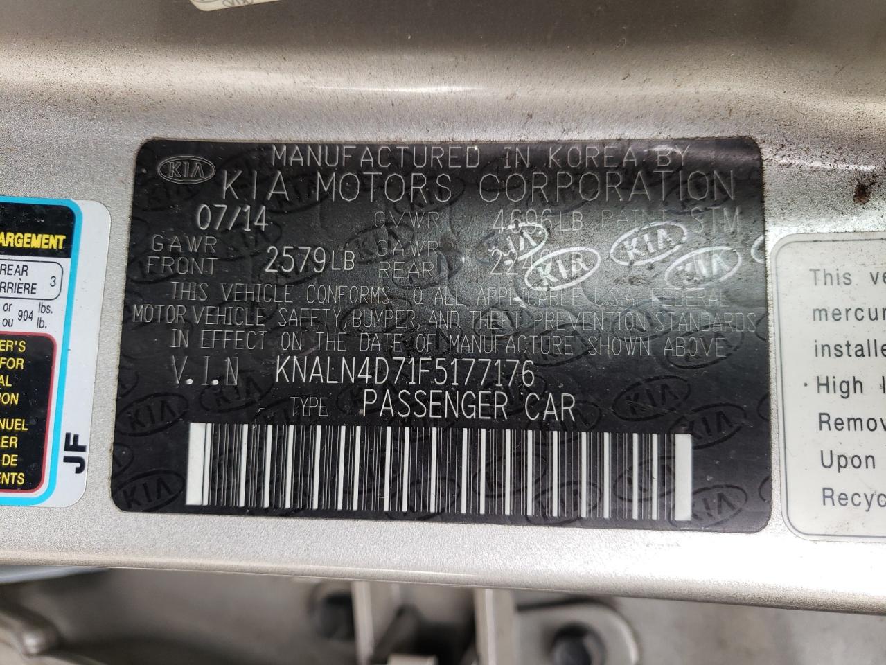 2015 Kia Cadenza Premium VIN: KNALN4D71F5177176 Lot: 91732665