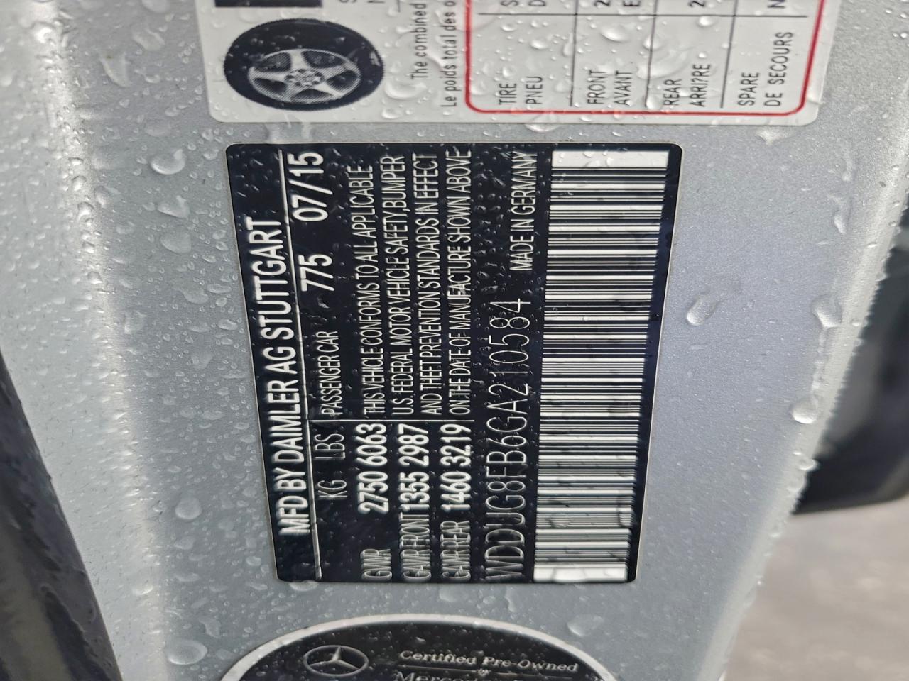 2016 Mercedes-Benz S 550 4Matic VIN: WDDUG8FB6GA210584 Lot: 93973215