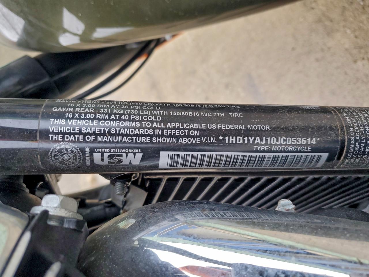 2018 Harley-Davidson Flhc Heritage Classic VIN: 1HD1YAJ10JC053614 Lot: 92072395