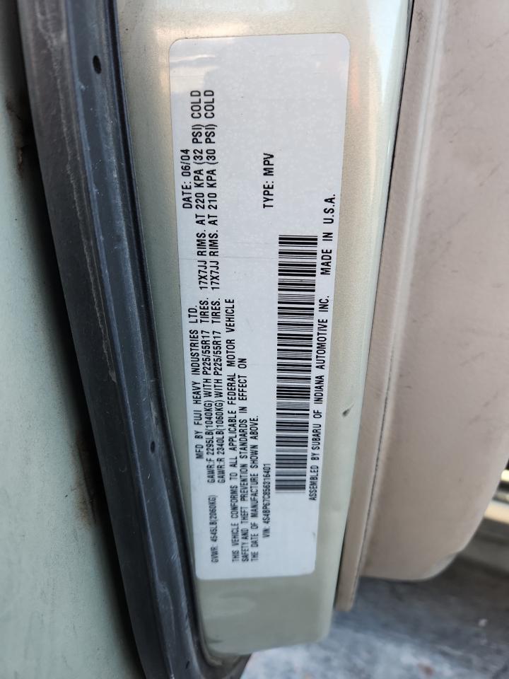 2005 Subaru Legacy Outback 2.5 Xt Limited VIN: 4S4BP67C856316401 Lot: 92650975