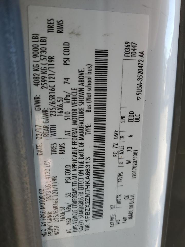 2017 Ford Transit T-350 VIN: 1FBZX2ZM7HKA66313 Lot: 91990285