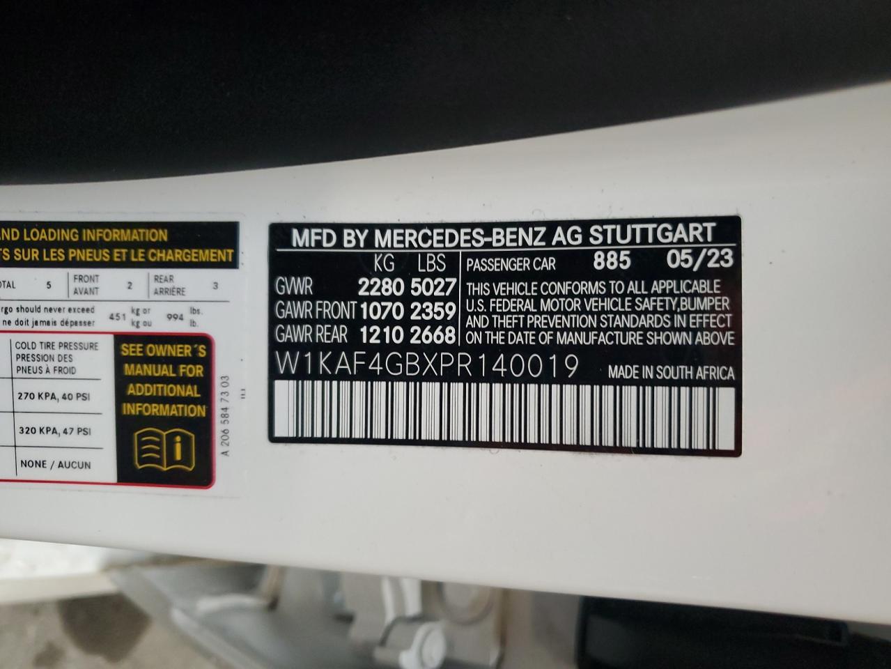 2023 Mercedes-Benz C 300 VIN: W1KAF4GBXPR140019 Lot: 92898755