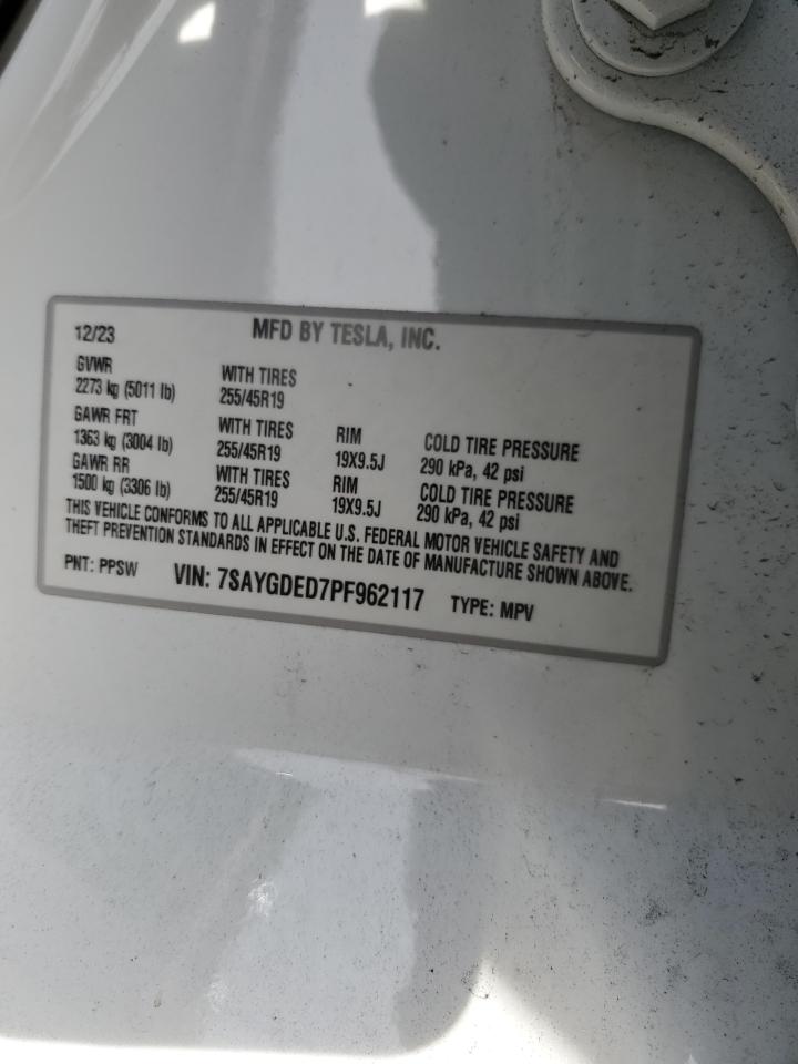 2023 Tesla Model Y VIN: 7SAYGDED7PF962117 Lot: 90250915